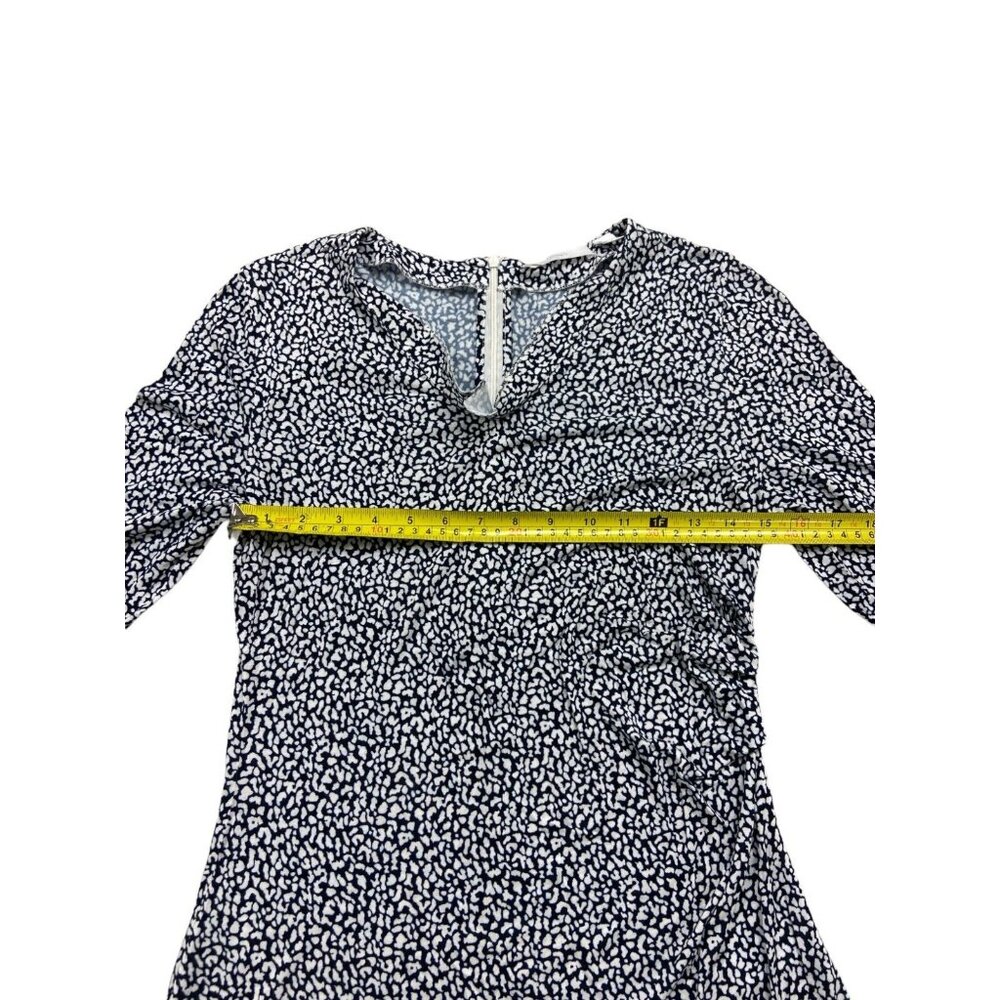 Hugo Boss Epana Print Ruched Top Medium Black White Soft Stretch 3/4 Sleeves - Picture 3 of 9